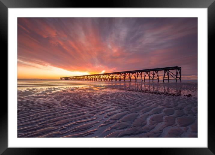 Steetley pier Sunrise Framed Mounted Print by Kevin Winter