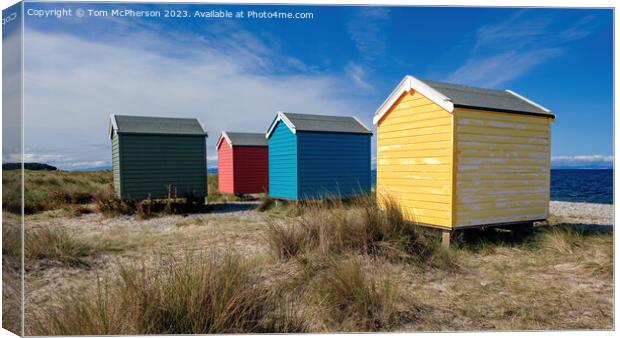 Vibrant Beach Huts at Findhorn Canvas Print by Tom McPherson