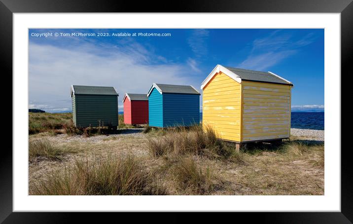 Vibrant Beach Huts at Findhorn Framed Mounted Print by Tom McPherson