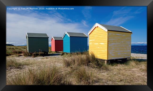 Vibrant Beach Huts at Findhorn Framed Print by Tom McPherson