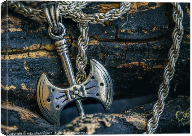 Silver Viking-Inspired Axe Pendant Canvas Print by Mike Shields