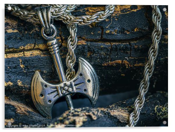 Silver Viking-Inspired Axe Pendant Acrylic by Mike Shields