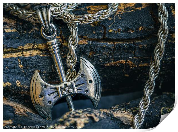 Silver Viking-Inspired Axe Pendant Print by Mike Shields