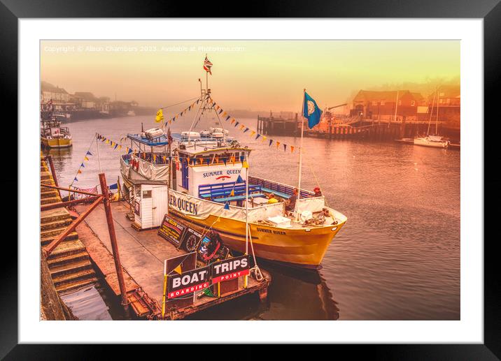 Whitby Harbour Boat Trips Framed Mounted Print by Alison Chambers