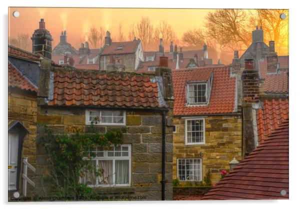 Morning Mist in Robin Hoods Bay Acrylic by Alison Chambers