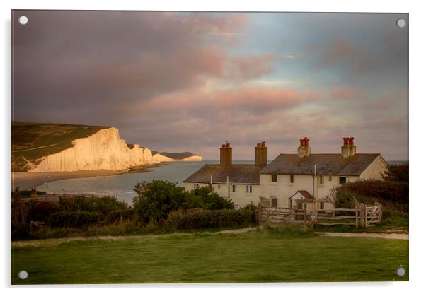 Seven Sisters Coastguard Cottages Acrylic by Phil Clements