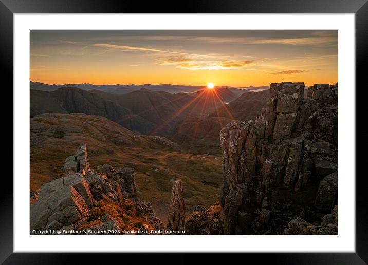 Sunburst Sunrise, Glencoe, Highlands Scotland. Framed Mounted Print by Scotland's Scenery