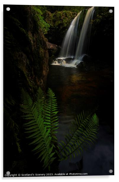 Campsie glen waterfalls. Acrylic by Scotland's Scenery