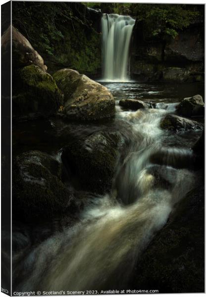 Campsie waterfalls, Scotland. Canvas Print by Scotland's Scenery