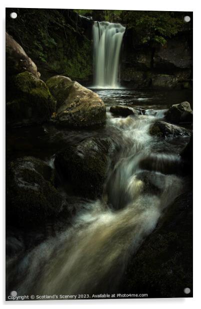 Campsie waterfalls, Scotland. Acrylic by Scotland's Scenery