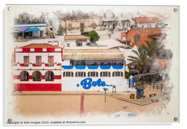 Algarve's Carvoeiro Beach: Watercolour Dream Acrylic by RJW Images