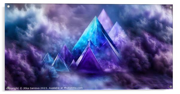Mystical pyramids Acrylic by Jitka Saniova