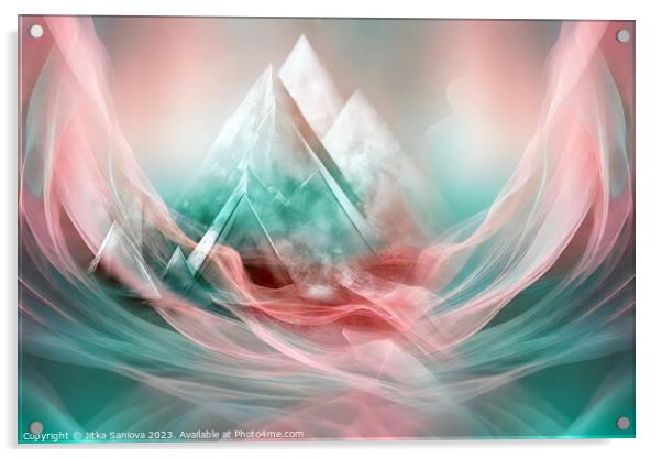 Etheral pyramids Acrylic by Jitka Saniova