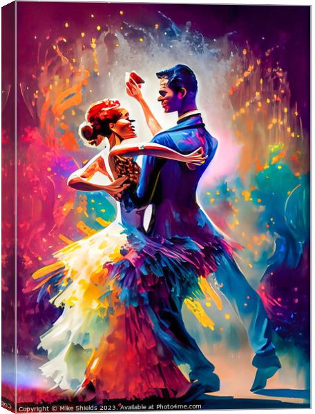 Tango Embrace in Technicolour Canvas Print by Mike Shields