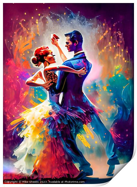 Tango Embrace in Technicolour Print by Mike Shields