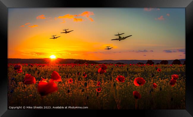 Flight Tribute over Poppy Meadows Framed Print by Mike Shields