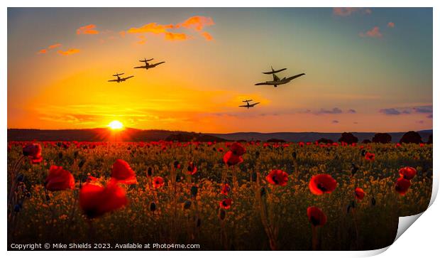 Flight Tribute over Poppy Meadows Print by Mike Shields