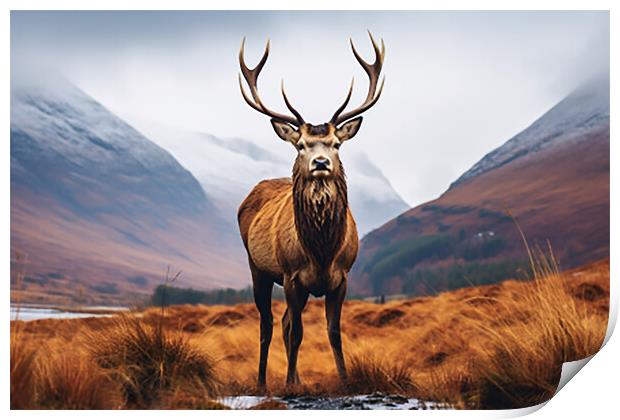 The Highland Stag  Print by CC Designs