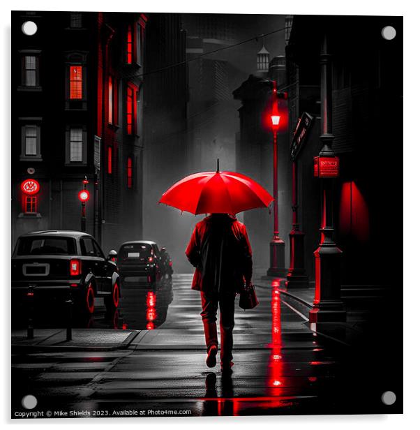 Night Stroll: A Pop of Red Acrylic by Mike Shields