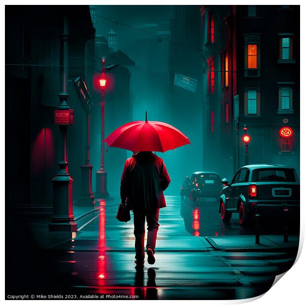 The Scarlet Guard in Rainy Metropolis Print by Mike Shields