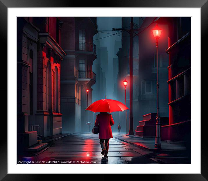 Crimson Cloak Nighttime Wanderer Framed Mounted Print by Mike Shields