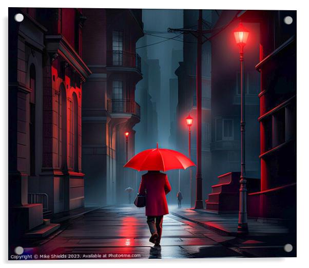 Crimson Cloak Nighttime Wanderer Acrylic by Mike Shields