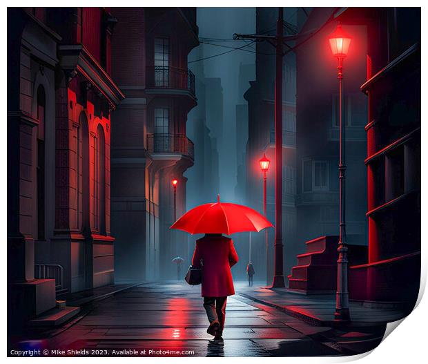 Crimson Cloak Nighttime Wanderer Print by Mike Shields