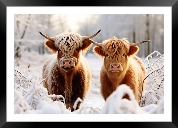 Scottish Highland Cattle  Framed Mounted Print by CC Designs