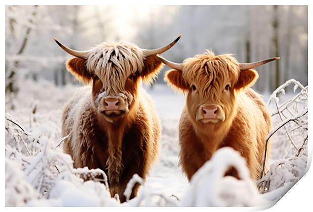 Scottish Highland Cattle  Print by CC Designs