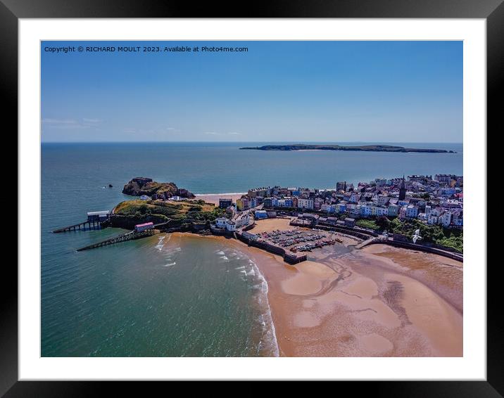 Seagulls view of Tenby Harbour from the drone Framed Mounted Print by RICHARD MOULT