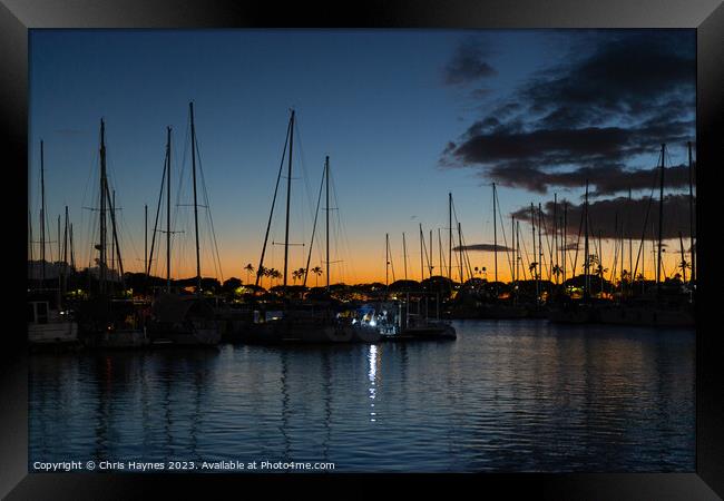 Sunset on the Harbour Framed Print by Chris Haynes
