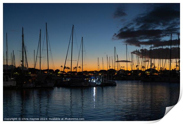 Sunset on the Harbour Print by Chris Haynes