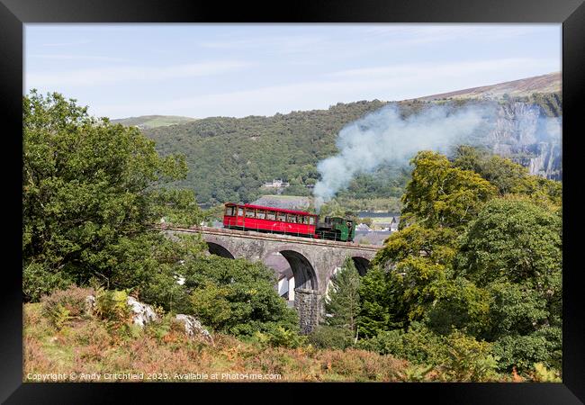 Steam Train on The Snowdon Mountain Railway leavin Framed Print by Andy Critchfield