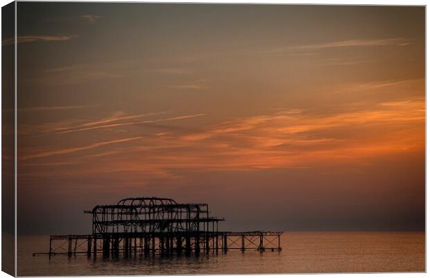 Brighton West Pier At Sunset Canvas Print by Phil Clements