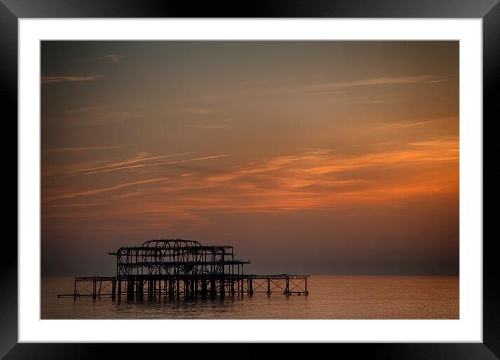Brighton West Pier At Sunset Framed Mounted Print by Phil Clements