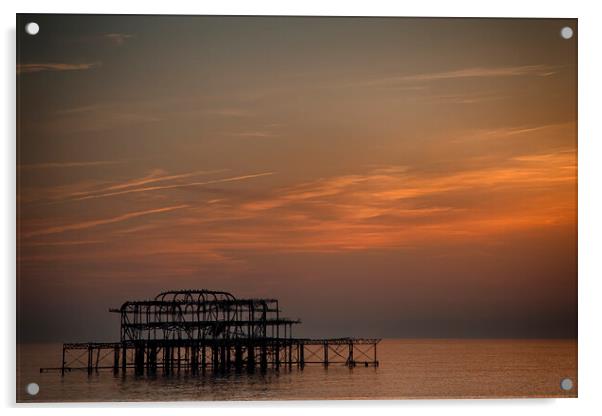 Brighton West Pier At Sunset Acrylic by Phil Clements