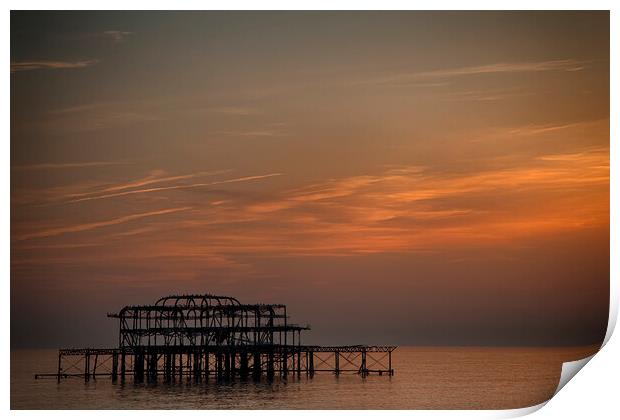 Brighton West Pier At Sunset Print by Phil Clements