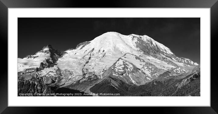 Monochrome Majesty, Mount Rainier's Glaciated Peak Framed Mounted Print by Pierre Leclerc Photography