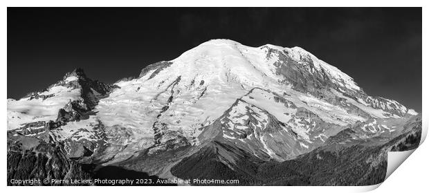 Monochrome Majesty, Mount Rainier's Glaciated Peak Print by Pierre Leclerc Photography