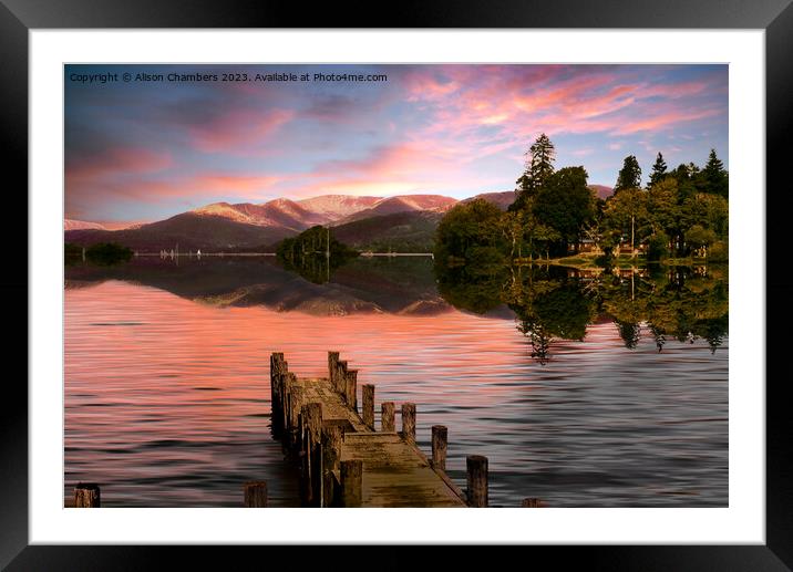 Sunset at Lake Windermere  Framed Mounted Print by Alison Chambers