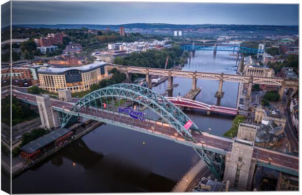 Newcastles Famous Bridges Canvas Print by Apollo Aerial Photography