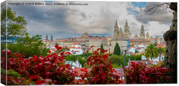 Panoramic Skyline of Santiago de Compostela in Galicia, Spain Canvas Print by Kristof Bellens