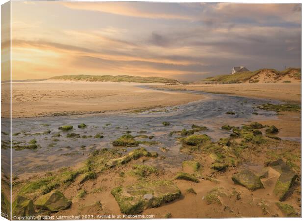 Coastal Serenity - Rhosneigr Beach Sunset Canvas Print by Janet Carmichael