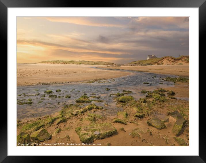 Coastal Serenity - Rhosneigr Beach Sunset Framed Mounted Print by Janet Carmichael