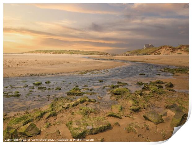 Coastal Serenity - Rhosneigr Beach Sunset Print by Janet Carmichael