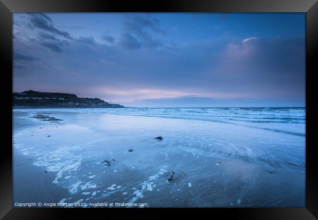 Benllech Beach Incoming Tide Framed Print by Angie Morton