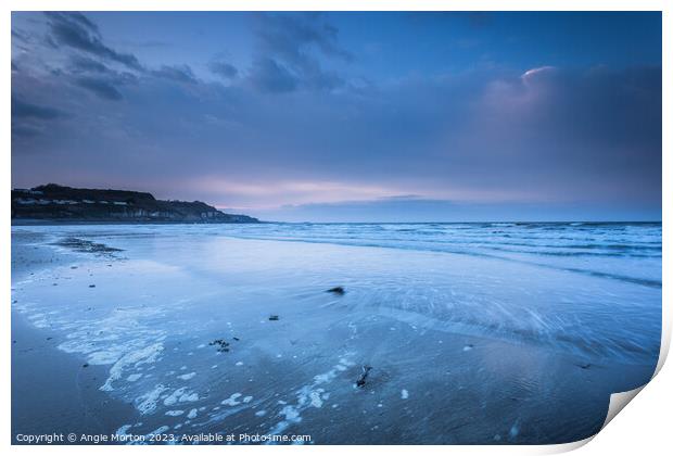 Benllech Beach Incoming Tide Print by Angie Morton