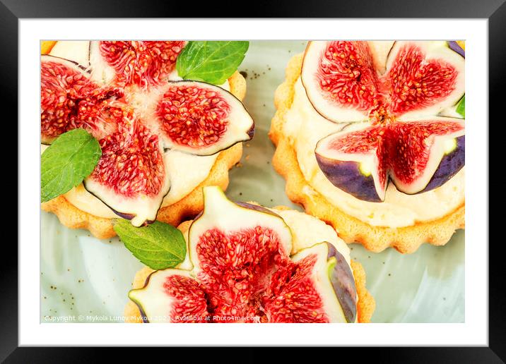 Delicious mini tartlet with figs. Framed Mounted Print by Mykola Lunov Mykola