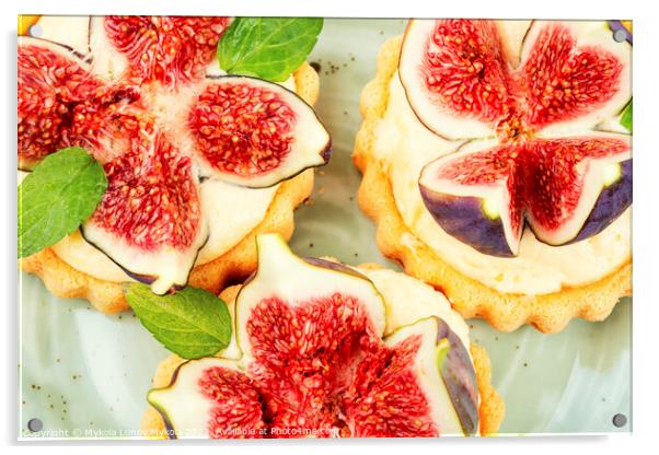 Delicious mini tartlet with figs. Acrylic by Mykola Lunov Mykola