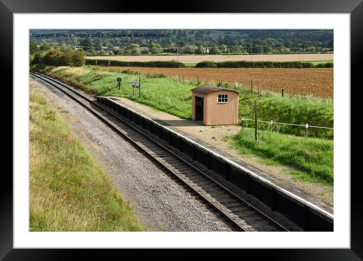Railway Station near Hayles Abbey with a single rail track  Framed Mounted Print by Nick Jenkins